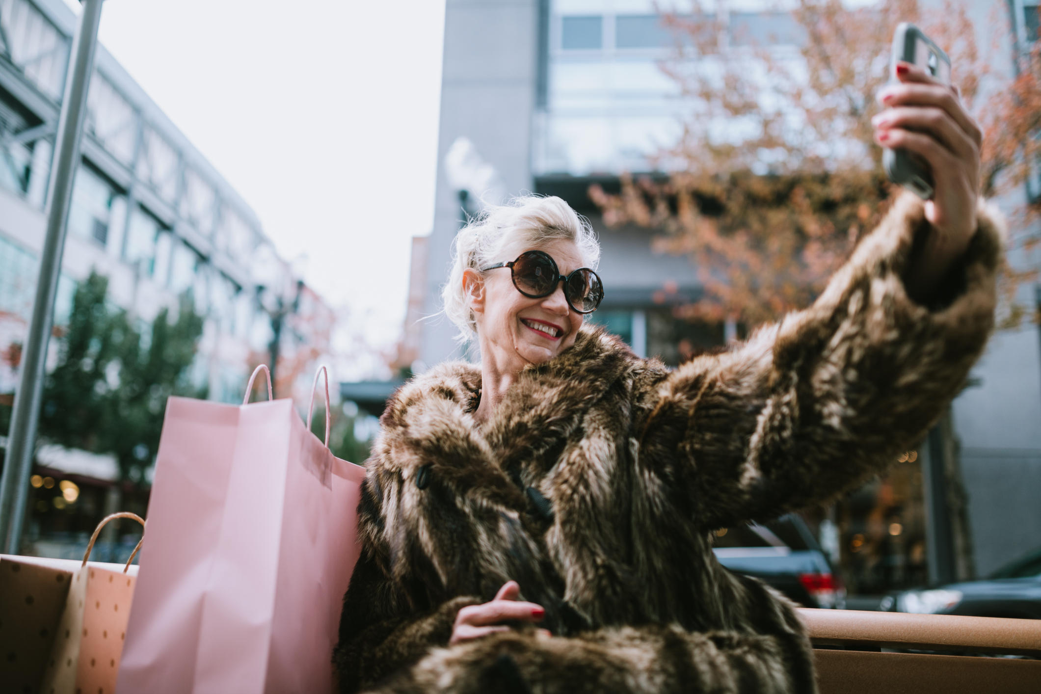 Older woman looking and smiling